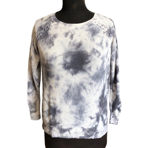 American Eagle Outfitters Gray and White Tie Dye Knit Top